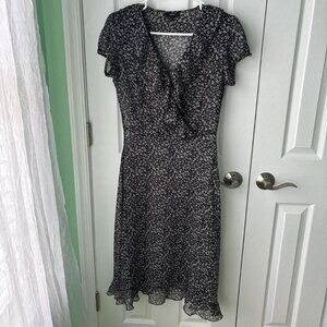 VTG Whimsigoth Fairy Dress Womens 6 Black Ruffle Sheer Floral Y2K